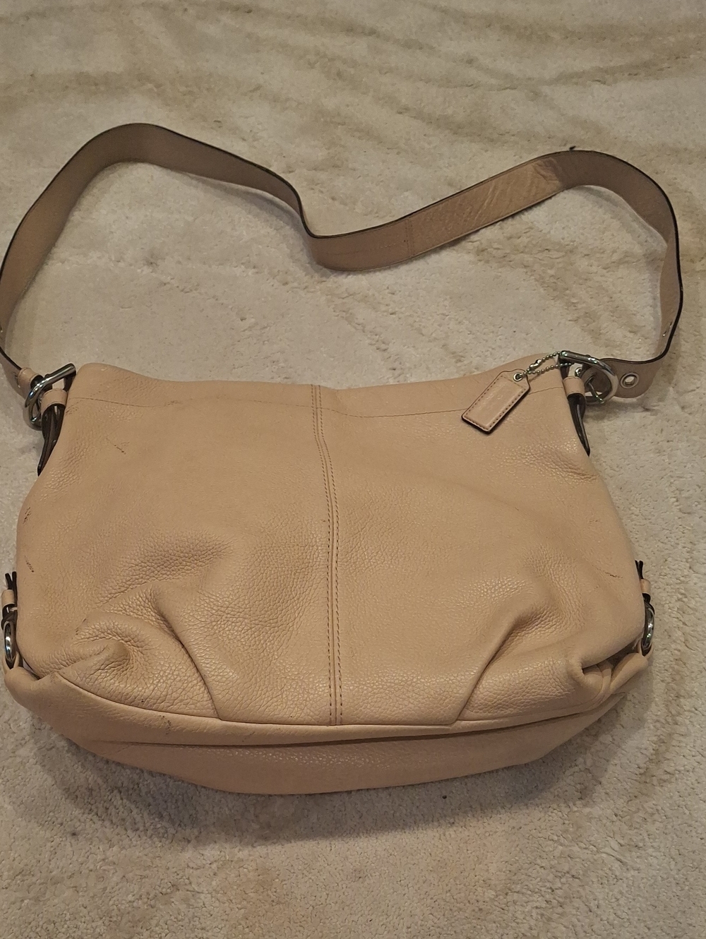 Coach Soft Pebbled Leather Shoulder Bag in Beige